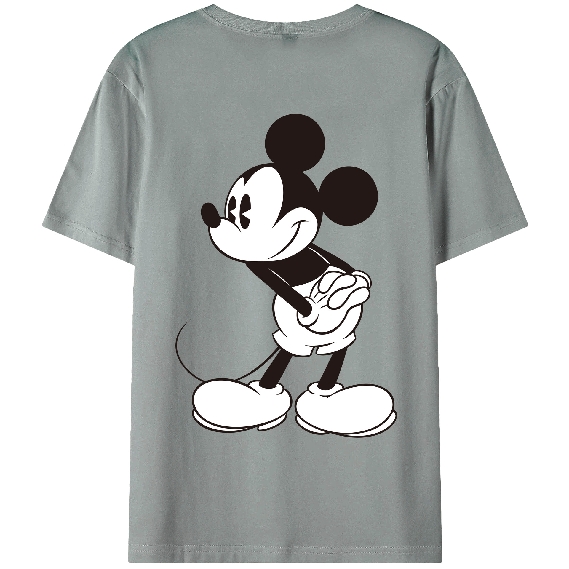 ミッキーマウス Mickey Mouse 綿100％ メンズ半袖Tシャツ（バックプリント） 通気性